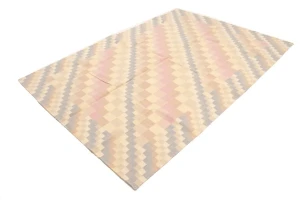 Multicolored Geometric Dhurrie 5'8X8'4 Indian Oriental Rug