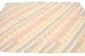 Multicolored Geometric Dhurrie 5'8X8'4 Indian Oriental Rug