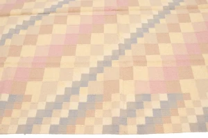 Multicolored Geometric Dhurrie 5'8X8'4 Indian Oriental Rug