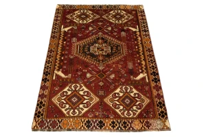 Vintage Red Tribal 4X7 Shiraz Persian Rug