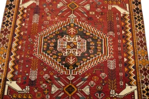 Vintage Red Tribal 4X7 Shiraz Persian Rug