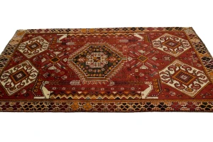 Vintage Red Tribal 4X7 Shiraz Persian Rug