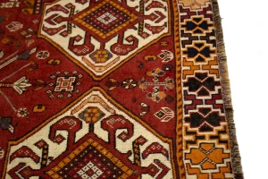 Vintage Red Tribal 4X7 Shiraz Persian Rug