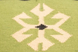 Green Geometric Dhurrie 5'5X8'4 Indian Oriental Rug