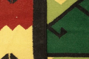 Green Geometric Dhurrie 5'5X8'4 Indian Oriental Rug