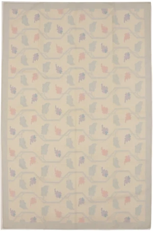 Beige Floral Dhurrie 6X9 Indian Oriental Rug