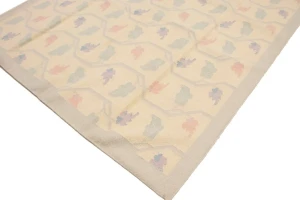 Beige Floral Dhurrie 6X9 Indian Oriental Rug
