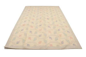 Beige Floral Dhurrie 6X9 Indian Oriental Rug
