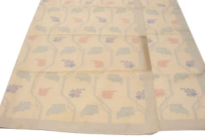Beige Floral Dhurrie 6X9 Indian Oriental Rug