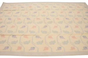 Beige Floral Dhurrie 6X9 Indian Oriental Rug