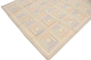 Multicolored Geometric Dhurrie 5'7X8'5 Indian Oriental Rug