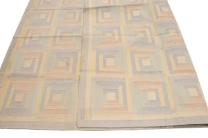 Multicolored Geometric Dhurrie 5'7X8'5 Indian Oriental Rug