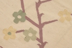 Beige Floral Dhurrie 9X12 Indian Oriental Rug