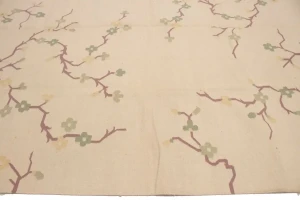 Beige Floral Dhurrie 9X12 Indian Oriental Rug