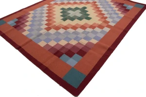 Multicolored Geometric Dhurrie 8X10 Indian Oriental Rug