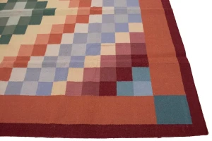 Multicolored Geometric Dhurrie 8X10 Indian Oriental Rug