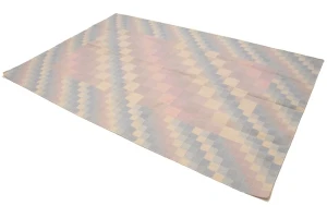 Multicolored Geometric Dhurrie 5'6X8'6 Indian Oriental Rug