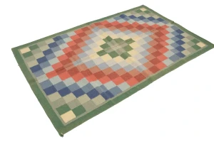 Multicolored Geometric Dhurrie 4X6 Indian Oriental Rug