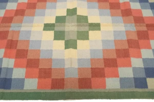 Multicolored Geometric Dhurrie 4X6 Indian Oriental Rug