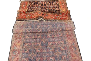 Semi Antique Tribal 4X14 Hossainabad Persian Runner Rug