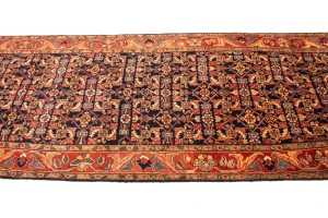 Semi Antique Tribal 4X14 Hossainabad Persian Runner Rug