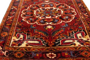 Vintage Red Floral 3'5X11'3 Heriz Goravan Persian Runner Rug