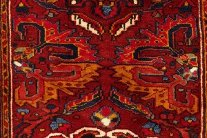 Vintage Red Floral 3'5X11'3 Heriz Goravan Persian Runner Rug