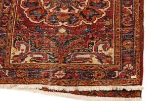 Vintage Red Floral 3'5X11'3 Heriz Goravan Persian Runner Rug