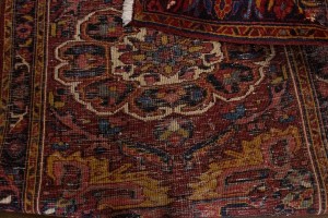 Vintage Red Floral 3'5X11'3 Heriz Goravan Persian Runner Rug