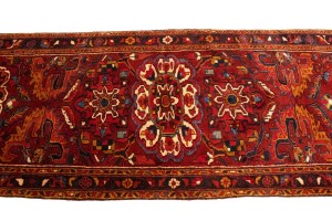Vintage Red Floral 3'5X11'3 Heriz Goravan Persian Runner Rug