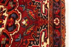 Vintage Red Floral 3'5X11'3 Heriz Goravan Persian Runner Rug