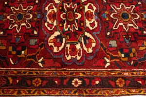 Vintage Red Floral 3'5X11'3 Heriz Goravan Persian Runner Rug