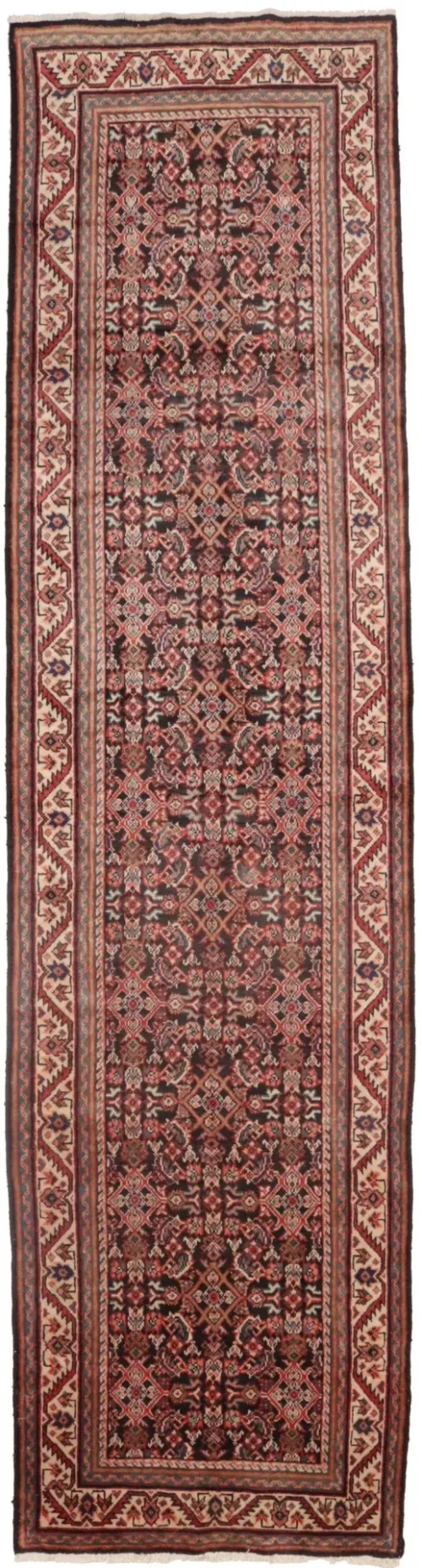 Antique Plum Floral 4X15 Mahal Persian Runner Rug