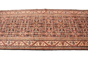 Antique Plum Floral 4X15 Mahal Persian Runner Rug