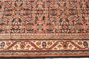 Antique Plum Floral 4X15 Mahal Persian Runner Rug