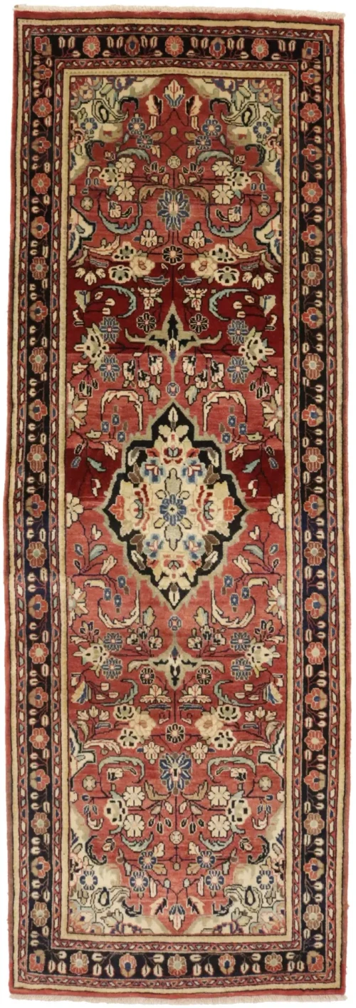 Antique Red Floral 3'5X10 Mahal Persian Runner Rug