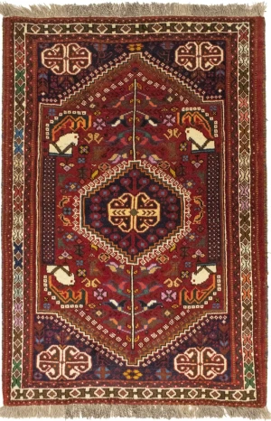 Red Tribal 3'6X5 Shiraz Persian Rug