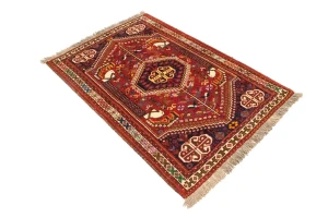 Red Tribal 3'6X5 Shiraz Persian Rug