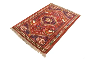 Red Tribal 3'6X5 Shiraz Persian Rug