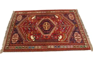 Red Tribal 3'6X5 Shiraz Persian Rug