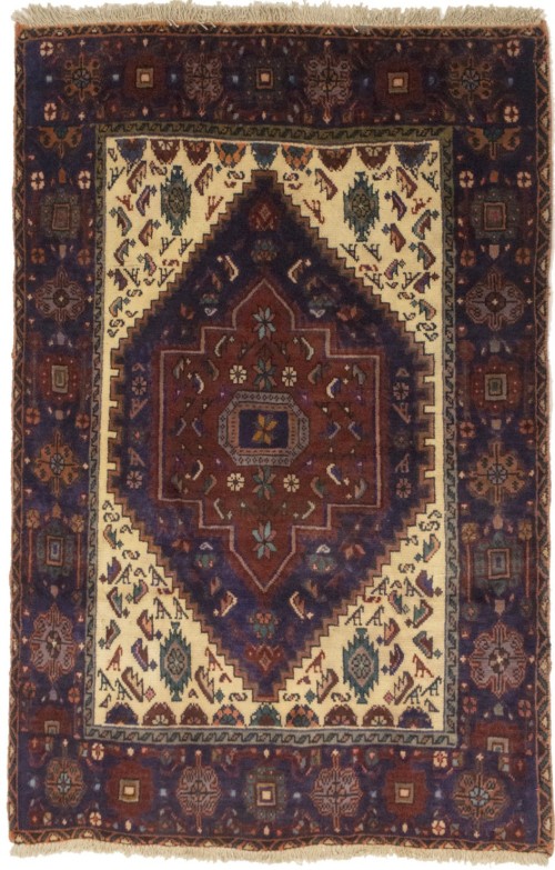 Vintage Plum Tribal 3X5 Bidjar Gholtogh Persian Rug