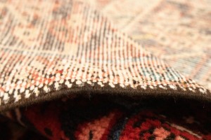 Vintage Red Geometric 4X11 Karajeh Persian Runner Rug