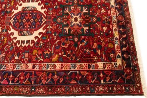 Vintage Red Geometric 4X11 Karajeh Persian Runner Rug