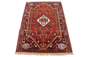 Red Tribal 3'5X5 Shiraz Persian Rug