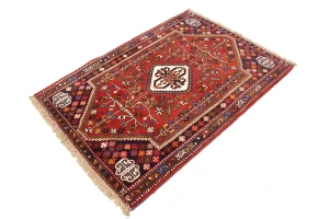 Red Tribal 3'5X5 Shiraz Persian Rug