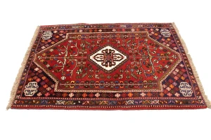 Red Tribal 3'5X5 Shiraz Persian Rug
