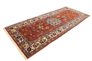 Semi Antique Red Floral 4'5X10'8 Mahal Persian Runner Rug