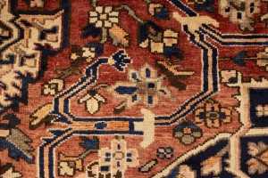 Antique Brick Red Floral 10'6X12'7 Bakhtiari Persian Rug