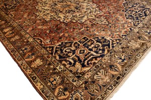Antique Brick Red Floral 10'6X12'7 Bakhtiari Persian Rug