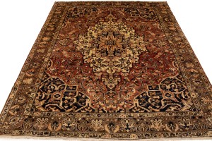 Antique Brick Red Floral 10'6X12'7 Bakhtiari Persian Rug